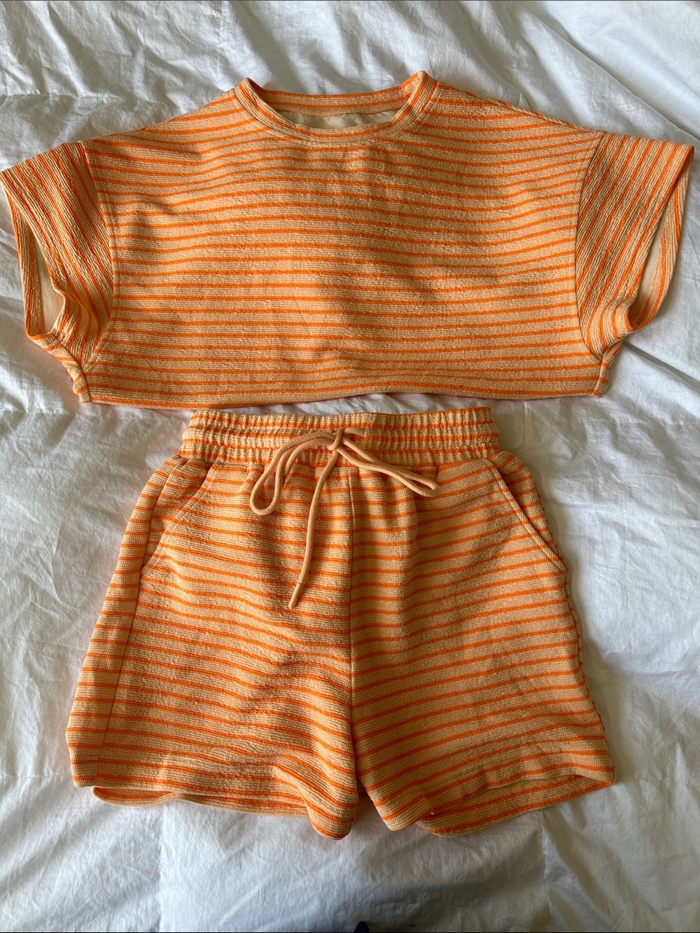 Striped Orange Two-Piece Lounge Set